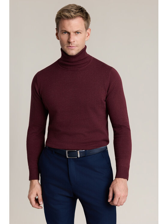 Lancerto Lancerto Sweter Jesse SW073226000048 Bordowy Regular Fit