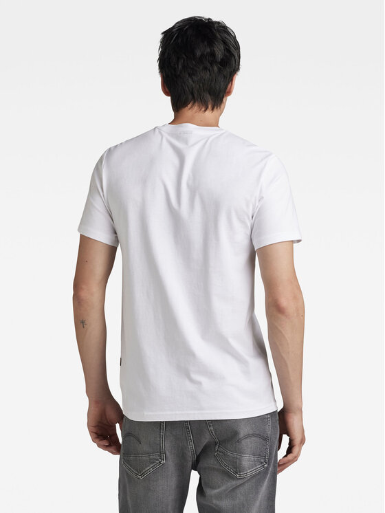 G-Star Raw G-Star Raw T-Shirt Distressed D24420-336 Biały Slim Fit