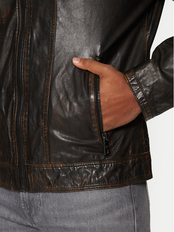 Milestone Milestone Geacă de piele Arlington 51103860545 Maro Regular Fit