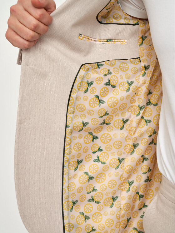 VILLARO VILLARO Marynarka MAR715 Beżowy Slim Fit