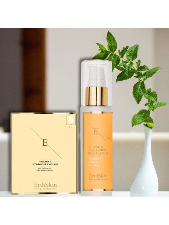 Erthskin London Erthskin London WITAMINA C + KOLAGEN ELIXIR SERUM 60ML + Witamina C Hydrożelowe płatki pod oczy x 5 Serum