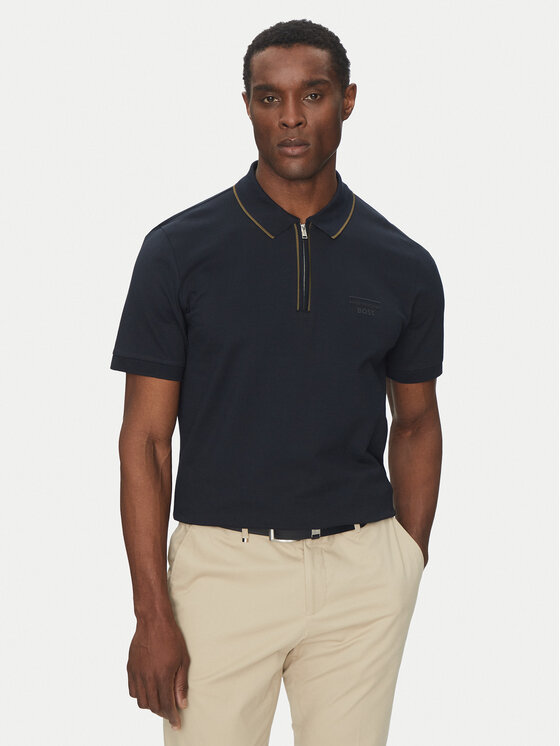 BOSS BOSS Тениска с яка и копчета H-Paras 71_PS 50531463 Тъмносин Regular Fit