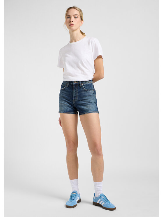 Lee Lee Szorty jeansowe CAROL SHORT Granatowy Regular Fit