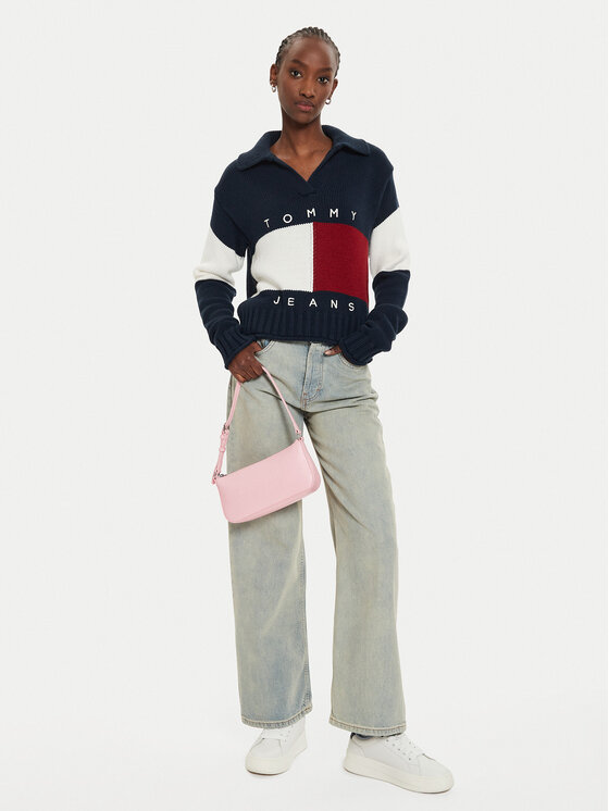 Tommy Jeans Tommy Jeans Megztinis Flag Rugby DW0DW18677 Tamsiai mėlyna Relaxed Fit
