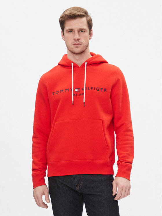 Tommy Hilfiger Džemperis ar kapuci Tommy Logo Hoody MW0MW11599 Sarkans Regular Fit