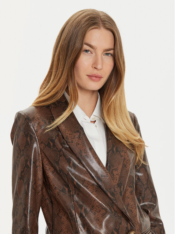 TWINSET TWINSET Geacă din imitație de piele 242TT2233 Maro Regular Fit