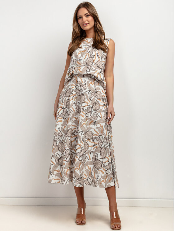 Tessita Tessita Spódnica midi T424/2/XXL Beżowy A-Line Fit