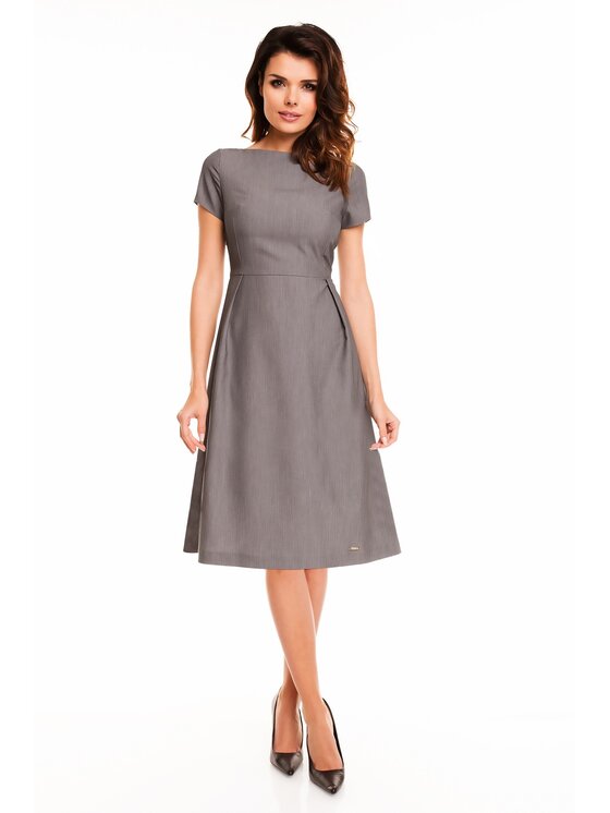 Awama Awama Sukienka letnia A130 Szary Basic Fit