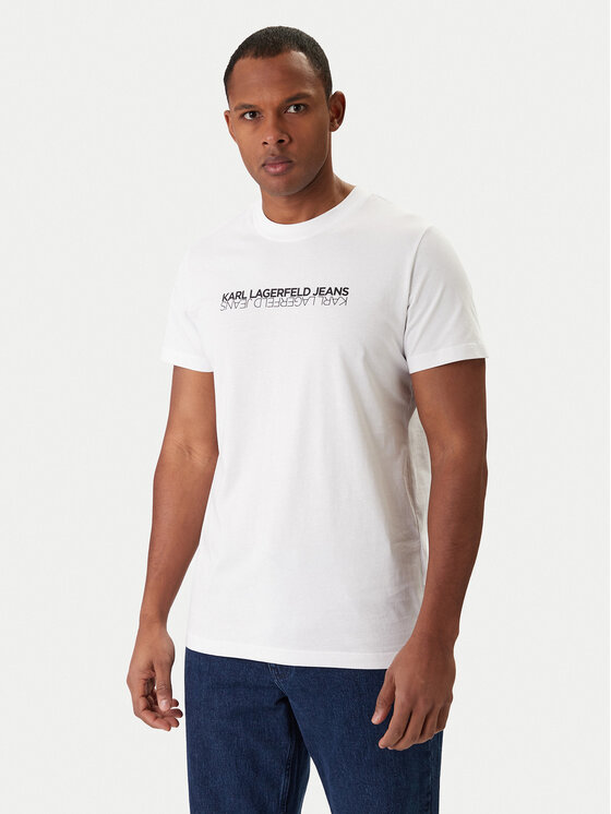 Karl Lagerfeld Jeans Tricou B1M17063 Alb Regular Fit