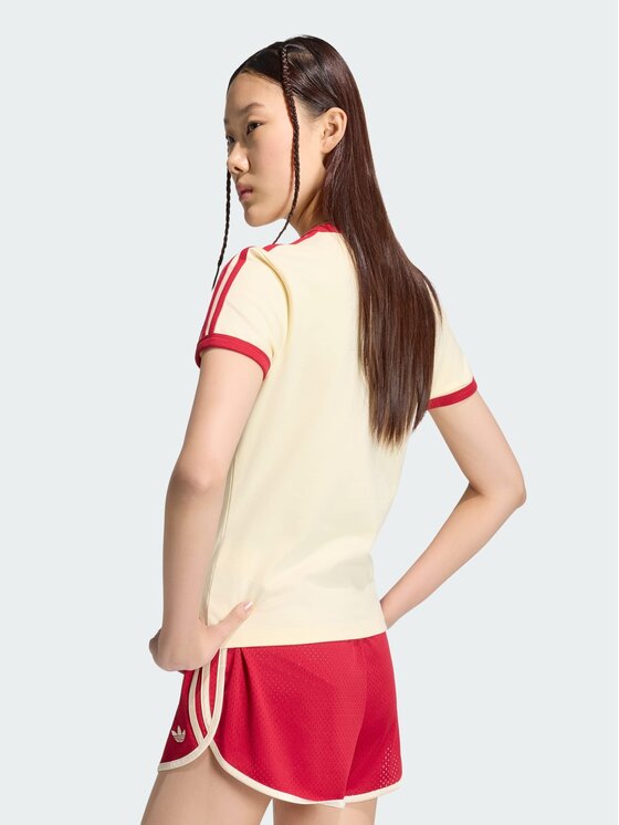 adidas adidas T-Shirt 3 STRIPES SLIM TEE Żółty Slim Fit