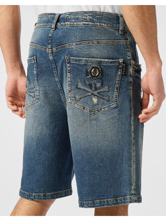 PHILIPP PLEIN PHILIPP PLEIN Szorty jeansowe 24335 Niebieski Loose Fit