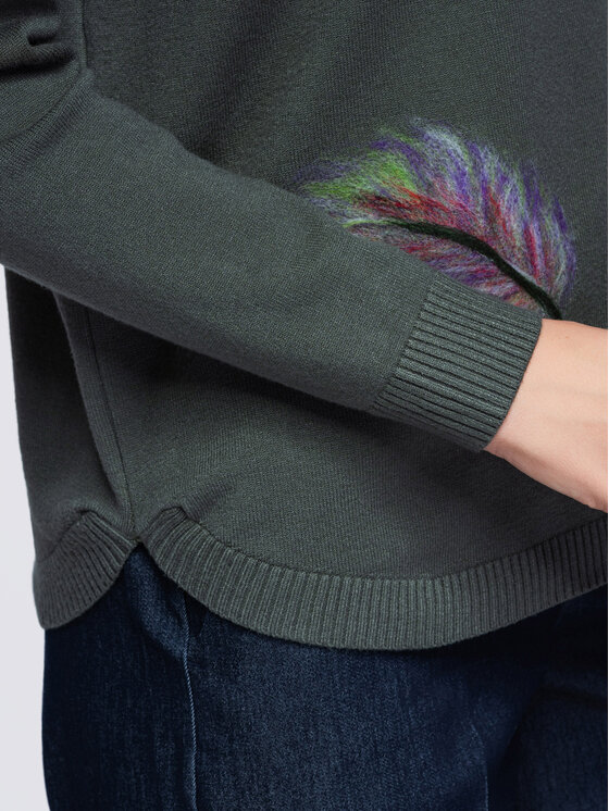 Ombre Ombre Sweter OW-SW-E0027 Zielony Regular Fit