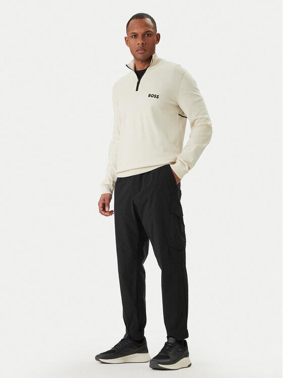 BOSS Boss Bavlnené nohavice T_Urbanex-CargoLight 50508339 Čierna Tapered Fit