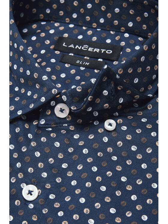 Lancerto Lancerto Koszula Ginevra KO073224000030 Granatowy Slim Fit