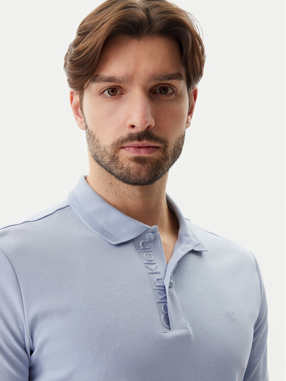 Calvin Klein Calvin Klein Polo K10K114135 Błękitny Regular Fit