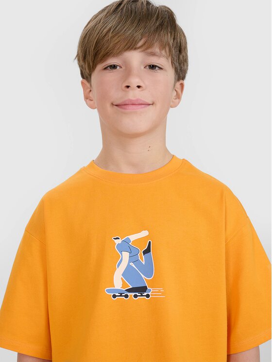 4F 4F T-Shirt 4FJRSS25TTSHM2641-70S Πορτοκαλί Oversize