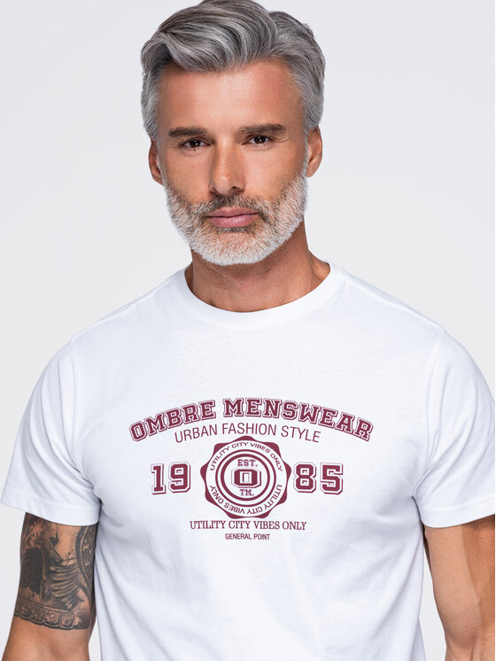 Ombre Ombre T-Shirt OM-TSPT-0297 Bílá Regular Fit