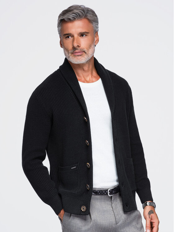 Ombre Ombre Sweter OM-SWCD-0200 Czarny Regular Fit