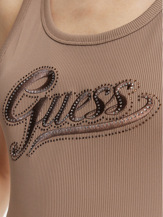 Guess Guess Τοπ W6YP30 K4380 Ανοιχτό καφέ Slim Fit