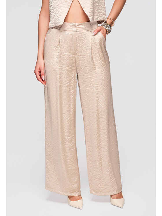 Ombre Ombre Spodnie materiałowe OW-PA-E0002 Khaki Relaxed Fit