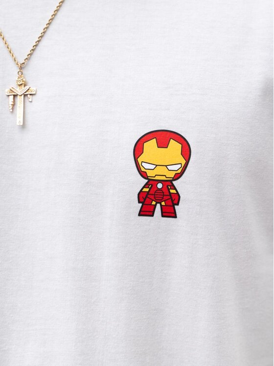 Marvel Marvel T-Shirt Koszulka Z Krótkim Rękawem Męska Biała Marvel Comics Iron Man L Biały Regular Fit