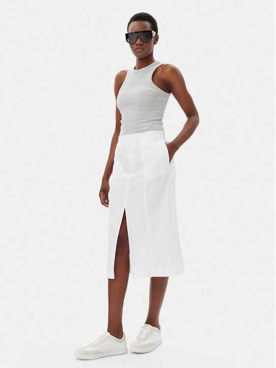 Calvin Klein Jeans Calvin Klein Jeans Fustă midi J20J225327 Alb Regular Fit