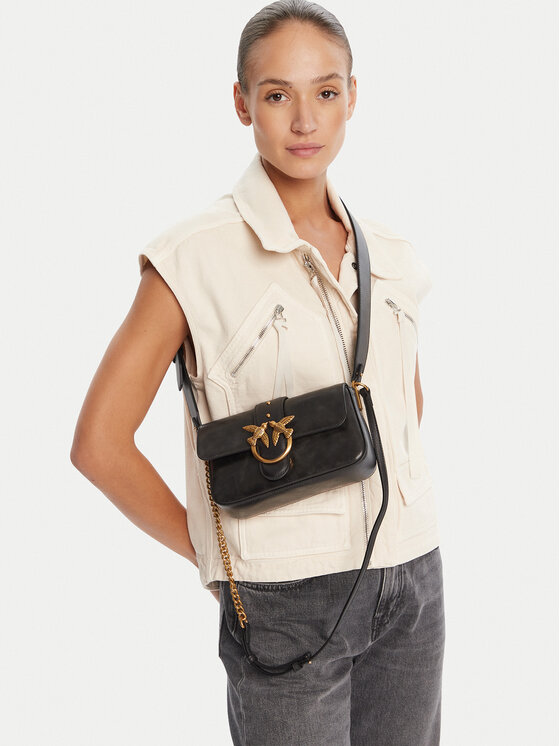 PINKO PINKO Rankinė Love One Mini Slouchy Fl PE 25 PLTT 104340 A2C2 Juoda