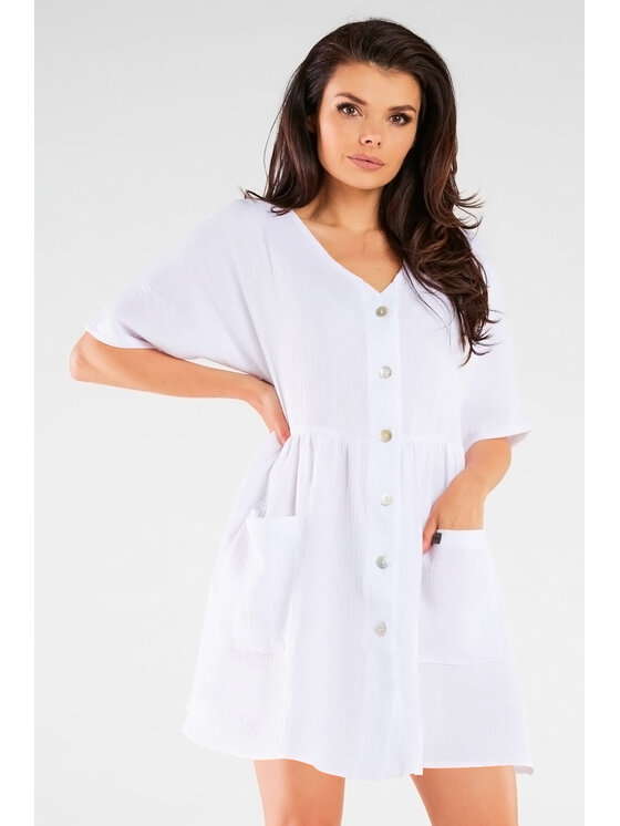 Infinite You Infinite You Sukienka letnia M258 Biały Basic Fit