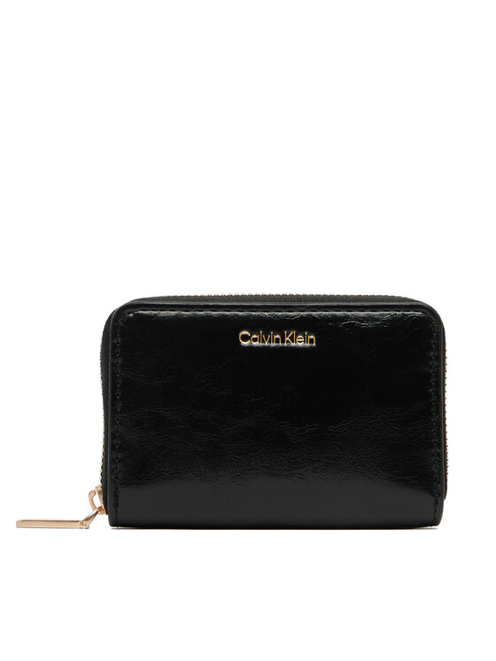 Calvin Klein Portofel Foil Glossy Square Zip Around LV04F1201G Negru