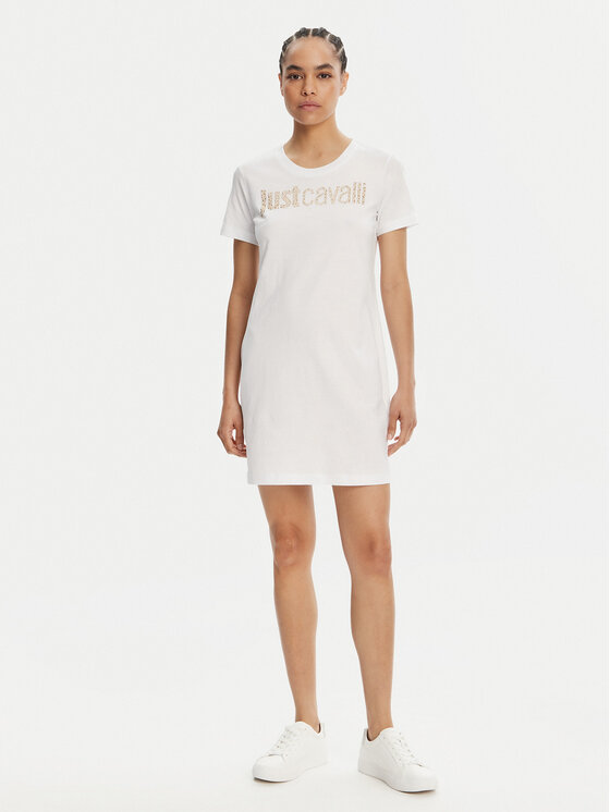 Just Cavalli Just Cavalli Kleid für den Alltag 78PAOE15 Weiß Regular Fit