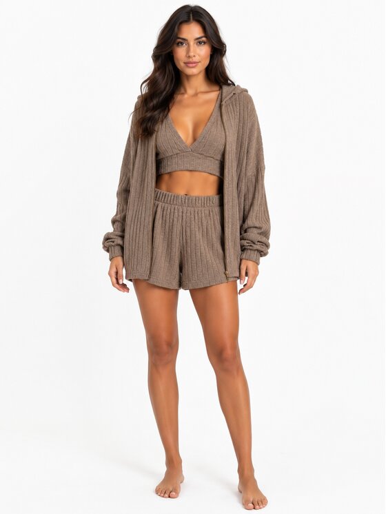 Agatha Studio Agatha Studio Komplet sweter i spodnie materiałowe A26SS-KE-K07 Beżowy Slim Fit