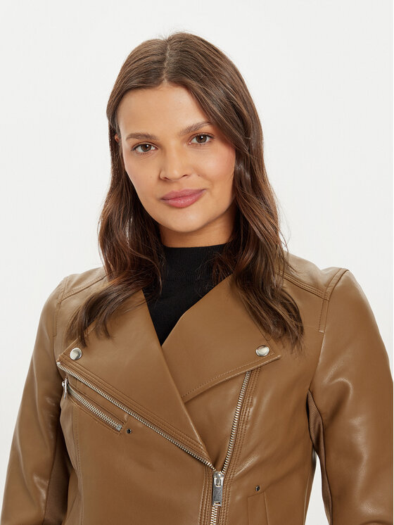 Vero Moda Vero Moda Bunda z imitácie kože Riley 10302441 Hnedá Slim Fit
