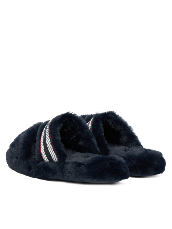 Tommy Hilfiger Tommy Hilfiger Bačkory Hilfiger Fur Slipper FW0FW08854 Tmavomodrá