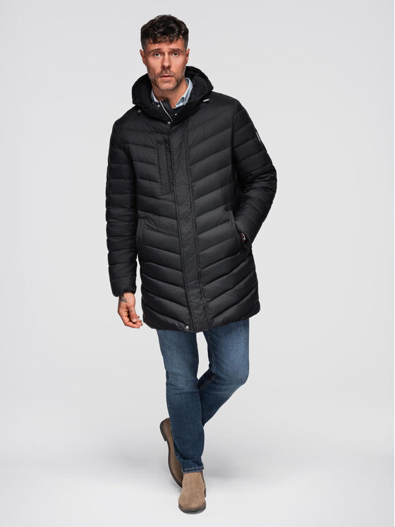 Ombre Ombre Kurtka zimowa OM-JALJ-0212 Czarny Regular Fit
