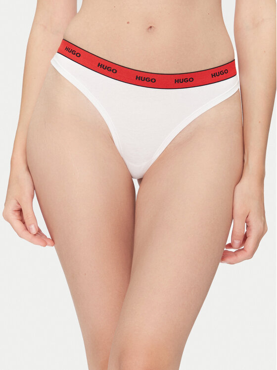 HUGO HUGO Kalhotky string Thong Stripe Pyp 50545700 Bílá