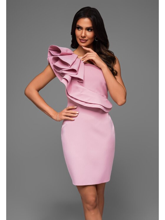 Ombre Ombre Sukienka koktajlowa LA-OM-DLR076 Różowy Regular Fit