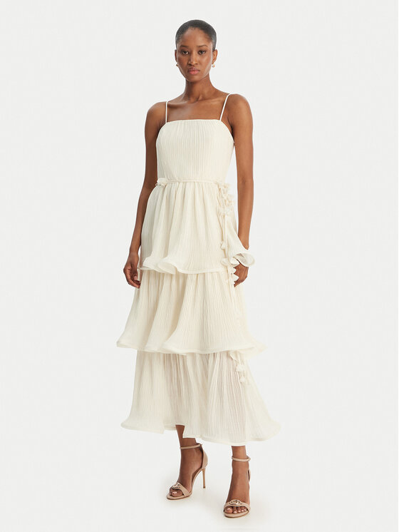 Guess Guess Rochie cocktail W6GKA GW2584 Écru Regular Fit