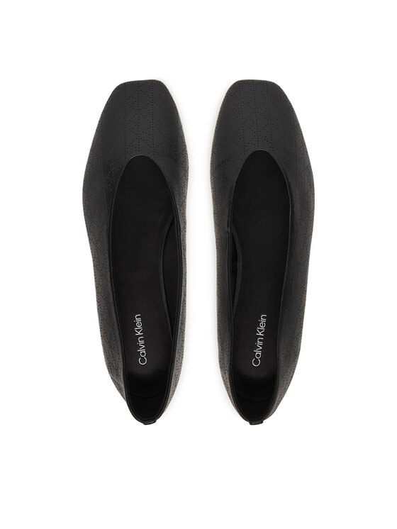 Calvin Klein Calvin Klein Балеринки Square Ballerina Aop Lth HW0HW02936 Черен