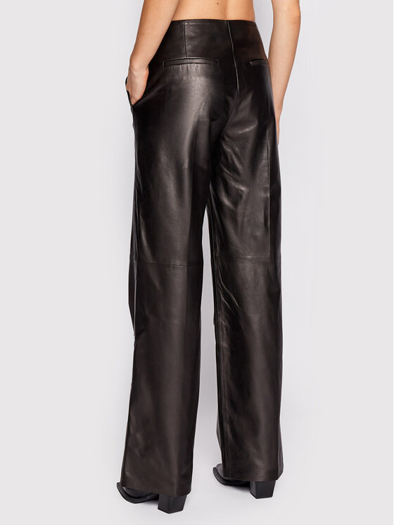 Calvin Klein Calvin Klein Кожени панталони K20K204169 Черен Regular Fit