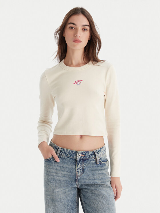 HUGO HUGO Bluzka Duspark 50550132 Kremowy Slim Fit