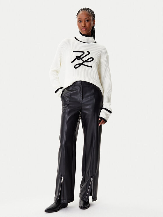 KARL LAGERFELD KARL LAGERFELD Bluză cu gât A4W18051 Alb Regular Fit