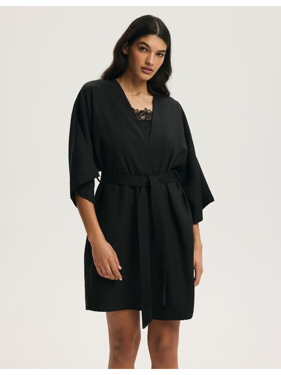 Esotiq Esotiq Szlafrok 45223 Czarny Regular Fit