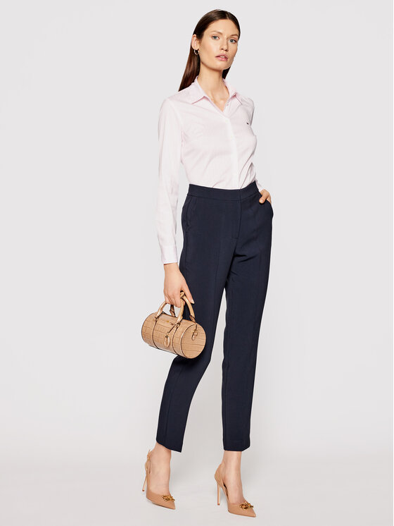 Tommy Hilfiger Marškiniai WW0WW30307 Rožinė Slim Fit • Modivo.lt