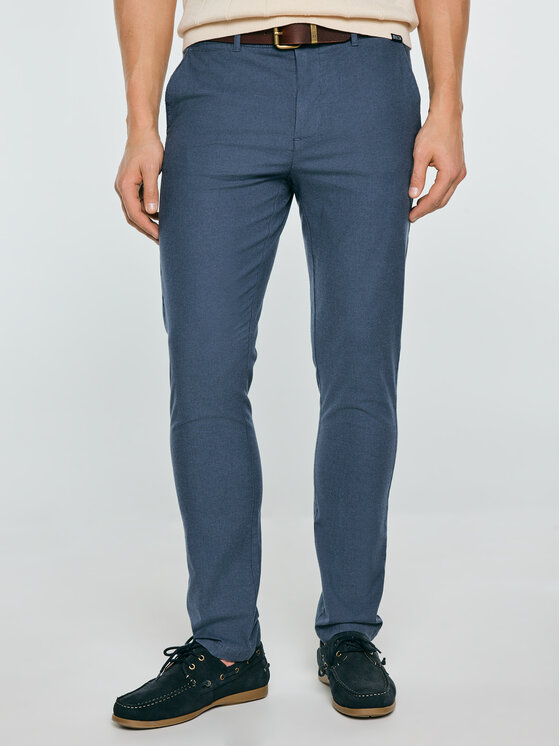 BIG STAR BIG STAR Chinosy ERHATI Niebieski Slim Fit