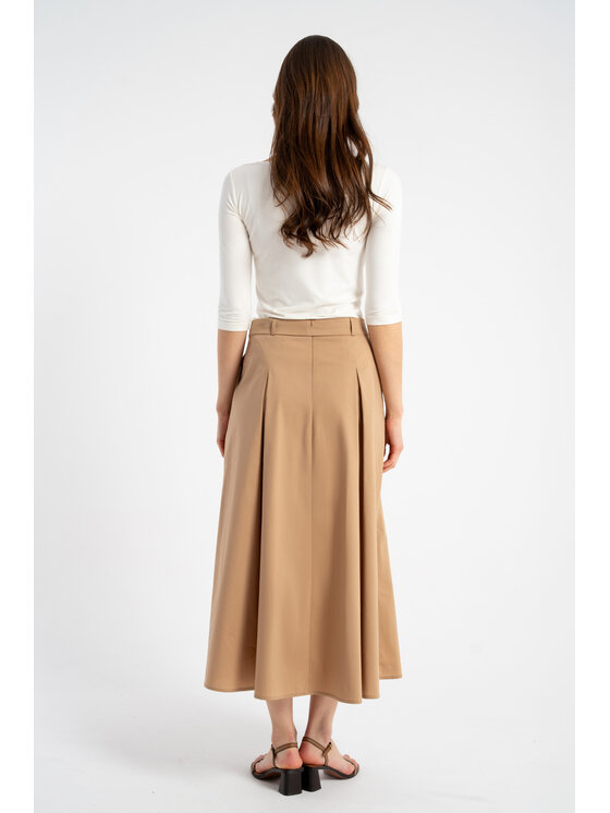 CLICK CLICK Φούστα maxi 50-743 Μπεζ Flare Fit
