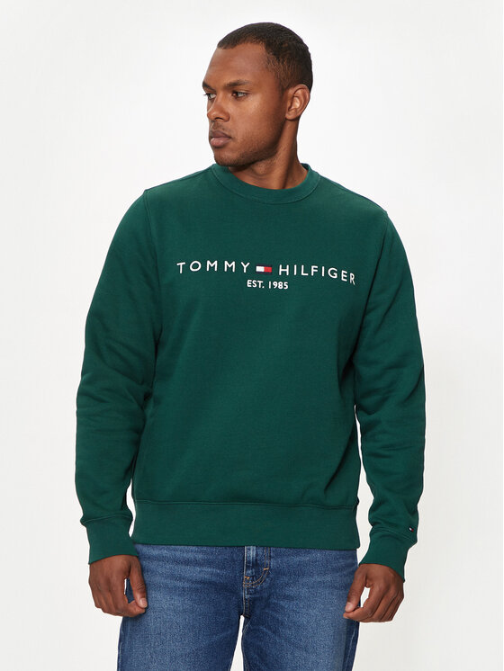 Tommy Hilfiger Džemperis ar kapuci Logo MW0MW11596 Zaļš Regular Fit