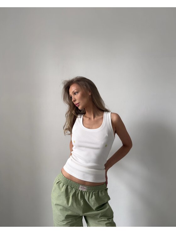 Le Songe Le Songe Top PISTACHIO Biały Basic Fit