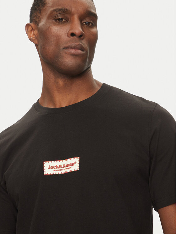 Jack & Jones Jack & Jones Tricou Split 12273182 Negru Regular Fit