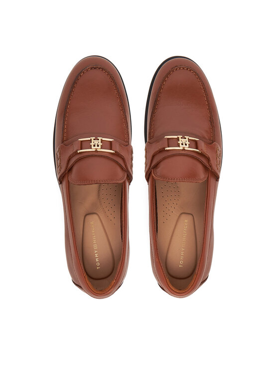 Tommy Hilfiger Tommy Hilfiger Loaferice Th Logo Leather Loafer FW0FW08705 Smeđa