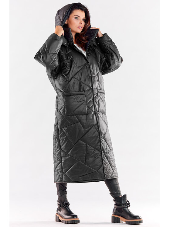 Awama Awama Płaszcz A541 Czarny Basic Fit